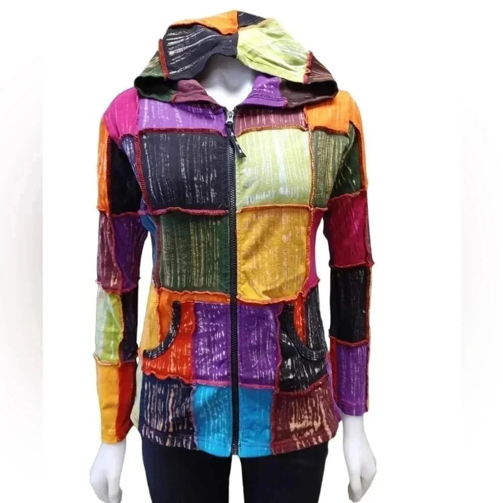 Ark Imports Patchwork  Hoodie Size Medium